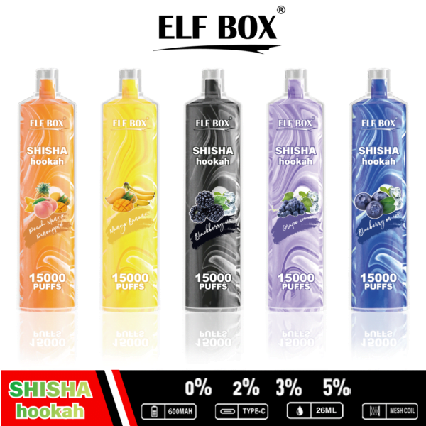 ELF BOX LS15000 Puff Shisha Hookah 0% 2% 5% Nicotina recarregável descartável Vape atacado - BoatVape - 4