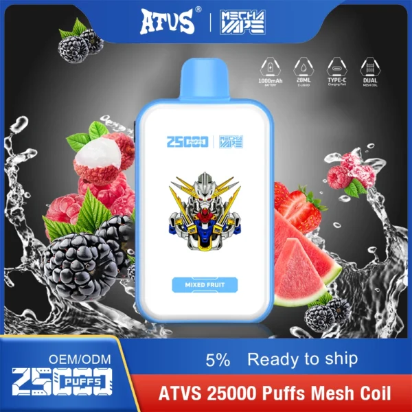 ATVS 25000 Puffs Dual Mesh 5% Перезаряжаемая одноразовая ручка для вейпов с низким содержанием никотина, оптовая покупка оптом - BoatVape - 10