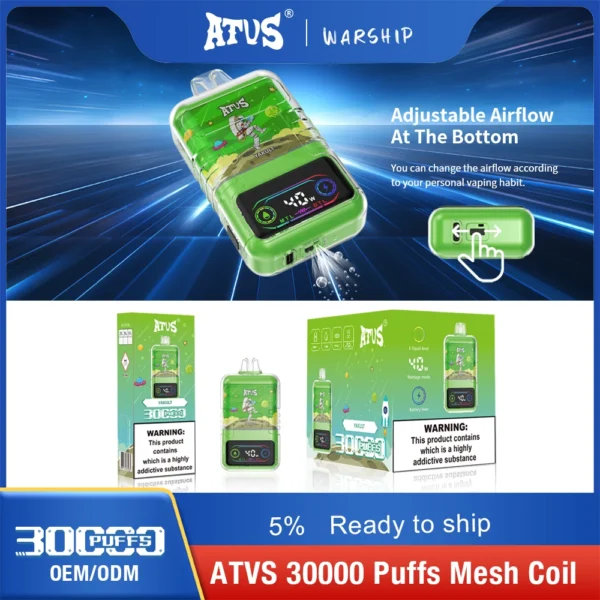 ATVS 30000 Puffs Dual Mesh 5% Перезаряжаемые одноразовые ручки для вейпов с низким содержанием никотина, оптовая покупка оптом - BoatVape - 7