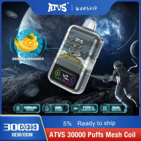 ATVS 30000 Puffs Dual Mesh 5% Перезаряжаемые одноразовые ручки для вейпов с низким содержанием никотина, оптовая покупка оптом - BoatVape - 4