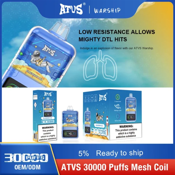 ATVS 30000 Puffs Dual Mesh 5% Перезаряжаемые одноразовые ручки для вейпов с низким содержанием никотина, оптовая покупка - BoatVape - 10