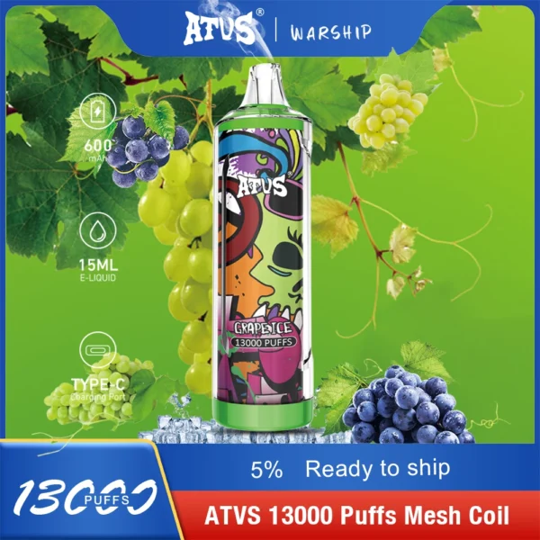 Atvs 13000 Puffs 5% Перезаряжаемые одноразовые ручки для электронных сигарет с низким содержанием никотина Купить оптом - BoatVape - 11