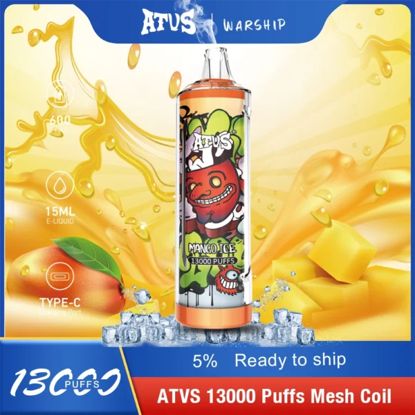 Atvs 13000 Puffs 5% Перезаряжаемые одноразовые вейпы-ручки с низким содержанием никотина, оптовая покупка оптом - BoatVape - 8