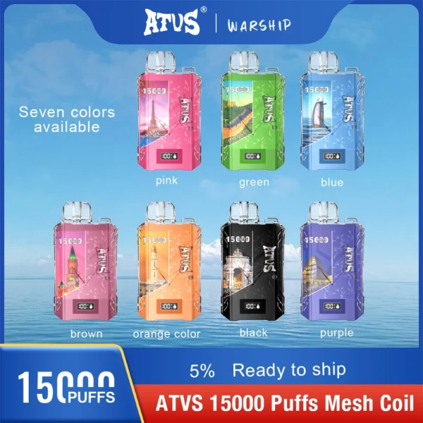 Atvs 15000 Puffs 5% Перезаряжаемые одноразовые вейпы-ручки с низким содержанием никотина, оптовая покупка оптом - BoatVape - 1