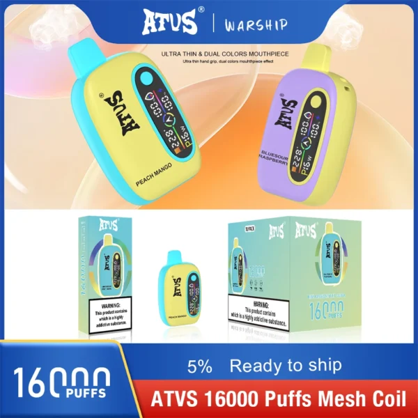 Atvs 16000 Puffs 2% 5% Перезаряжаемые одноразовые ручки для вейпов с низким содержанием никотина, оптовая покупка оптом - BoatVape - 9