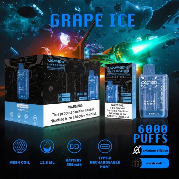 VAPEN Meta 6000 Puffs 2% 5% Аккумуляторная одноразовая ручка для вейпов с низким содержанием никотина, оптовая покупка оптом - BoatVape - 5
