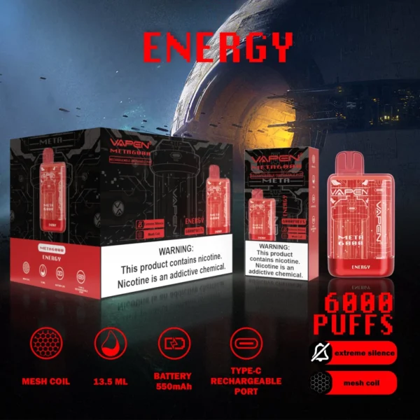 VAPEN Meta 6000 Puffs 2% 5% Аккумуляторная одноразовая ручка для вейпов с низким содержанием никотина, оптовая покупка оптом - BoatVape - 8